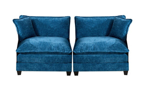 English Elm Cloud Modular Two Seat Sofa Chenille Upholstered Cushioned Couch for Apartment Living Blue W1143P378634