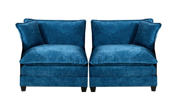 English Elm Cloud Modular Two Seat Sofa Chenille Upholstered Cushioned Couch for Apartment Living Blue W1143P378634