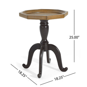 English Elm Christopher Knight Home® - End Table French Country Black & Natural Octagonal Lipped Top with Ornate Spider Leg Base, 25" H N771P328546B
