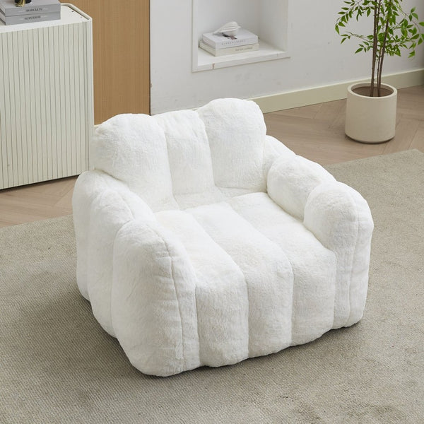 English Elm Lotus Oversized Bean Bag Sofa Memory Foam Filled Accent Chair for Living Room White W2311P457272