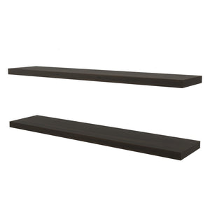 English Elm Dark Oak Rich-Grain Floating Shelf 47.3" x 9.8" Set of 2 — Concealed Mounting, Sturdy Melamine Elegance B062P380036