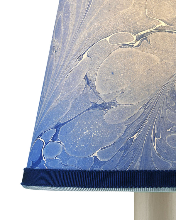 Currey & Company Marble Paper Handcrafted Chandelier Shade with Grosgrain Ribbon Trim for Sconces Blue Tapered 0900-0013