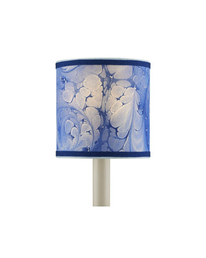 Currey & Company Marble Paper Handcrafted Chandelier Shade with Grosgrain Ribbon Trim for Sconces Blue Drum 0900-0014