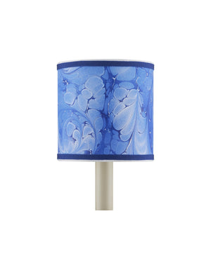 Currey & Company Marble Paper Handcrafted Chandelier Shade with Grosgrain Ribbon Trim for Sconces Blue Drum 0900-0014