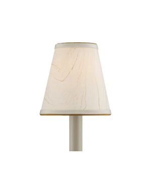 Currey & Company Marble Paper Handcrafted Chandelier Shade with Grosgrain Ribbon Trim for Sconces Cream Tapered 0900-0015