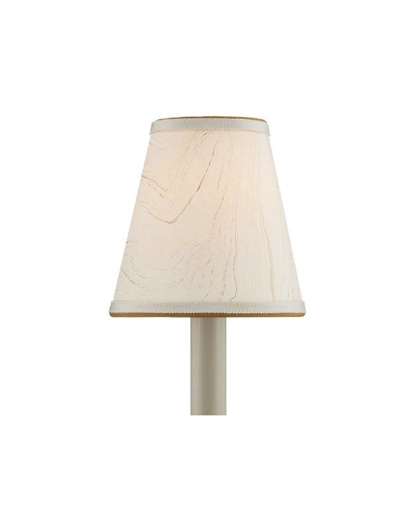 Currey & Company Marble Paper Handcrafted Chandelier Shade with Grosgrain Ribbon Trim for Sconces Cream Tapered 0900-0015