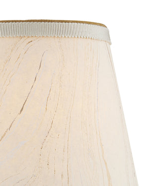 Currey & Company Marble Paper Handcrafted Chandelier Shade with Grosgrain Ribbon Trim for Sconces Cream Tapered 0900-0015