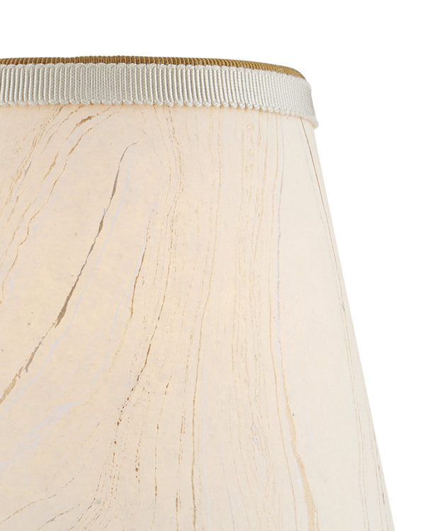 Currey & Company Marble Paper Handcrafted Chandelier Shade with Grosgrain Ribbon Trim for Sconces Cream Tapered 0900-0015
