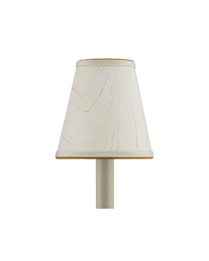 Currey & Company Marble Paper Handcrafted Chandelier Shade with Grosgrain Ribbon Trim for Sconces Cream Tapered 0900-0015