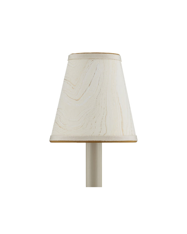 Currey & Company Marble Paper Handcrafted Chandelier Shade with Grosgrain Ribbon Trim for Sconces Cream Tapered 0900-0015