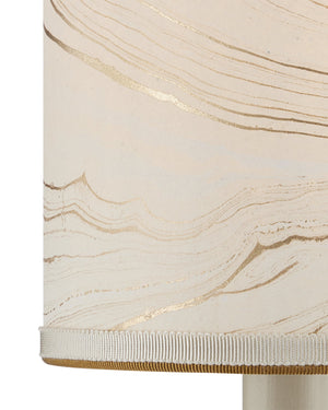 Currey & Company Marble Paper Handcrafted Chandelier Shade with Grosgrain Ribbon Trim for Sconces Cream Drum 0900-0016