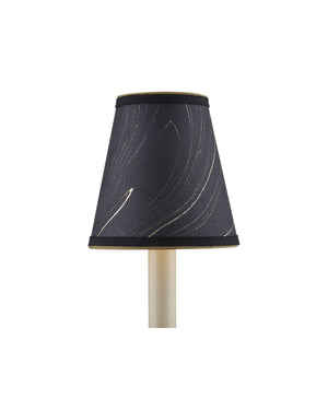 Currey & Company Marble Paper Handcrafted Chandelier Shade with Grosgrain Ribbon Trim for Sconces Black Tapered 0900-0019