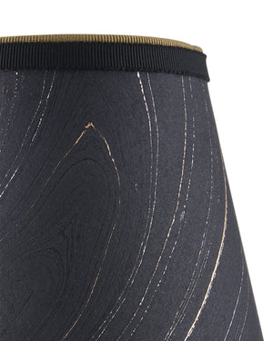 Currey & Company Marble Paper Handcrafted Chandelier Shade with Grosgrain Ribbon Trim for Sconces Black Tapered 0900-0019
