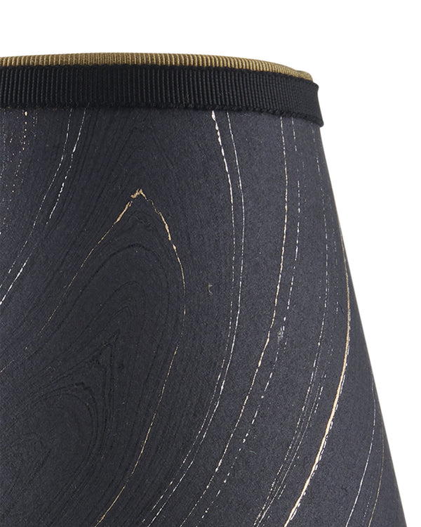 Currey & Company Marble Paper Handcrafted Chandelier Shade with Grosgrain Ribbon Trim for Sconces Black Tapered 0900-0019