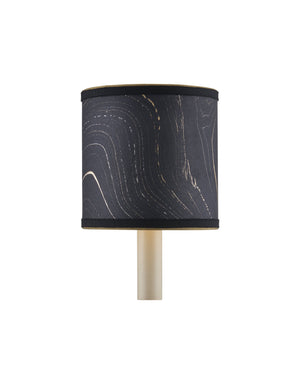 Currey & Company Marble Paper Handcrafted Chandelier Shade with Grosgrain Ribbon Trim for Sconces Black Drum 0900-0020