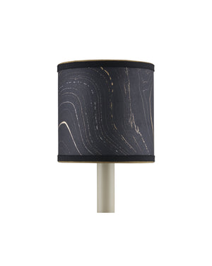 Currey & Company Marble Paper Handcrafted Chandelier Shade with Grosgrain Ribbon Trim for Sconces Black Drum 0900-0020
