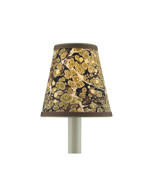 Currey & Company Marble Paper Handcrafted Chandelier Shade with Grosgrain Ribbon Trim for Sconces Green Tapered 0900-0021