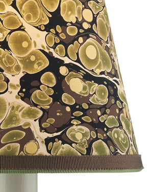 Currey & Company Marble Paper Handcrafted Chandelier Shade with Grosgrain Ribbon Trim for Sconces Green Tapered 0900-0021