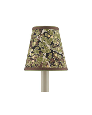 Currey & Company Marble Paper Handcrafted Chandelier Shade with Grosgrain Ribbon Trim for Sconces Green Tapered 0900-0021