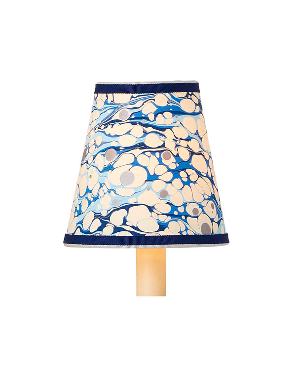 Currey & Company Marble Paper Handcrafted Chandelier Shade with Grosgrain Ribbon Trim for Sconces Blue Lace Tapered 0900-0031