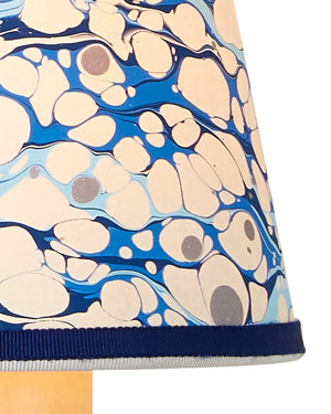 Currey & Company Marble Paper Handcrafted Chandelier Shade with Grosgrain Ribbon Trim for Sconces Blue Lace Tapered 0900-0031