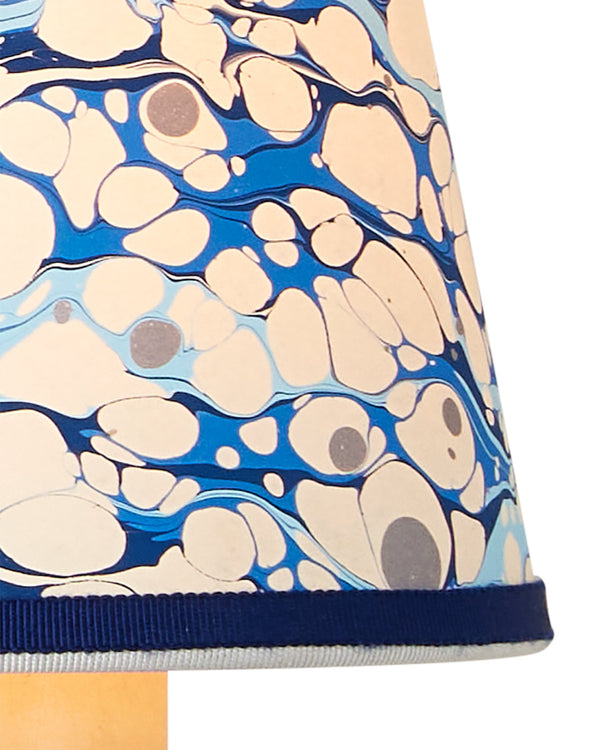 Currey & Company Marble Paper Handcrafted Chandelier Shade with Grosgrain Ribbon Trim for Sconces Blue Lace Tapered 0900-0031