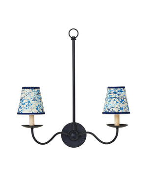 Currey & Company Marble Paper Handcrafted Chandelier Shade with Grosgrain Ribbon Trim for Sconces Blue Lace Tapered 0900-0031