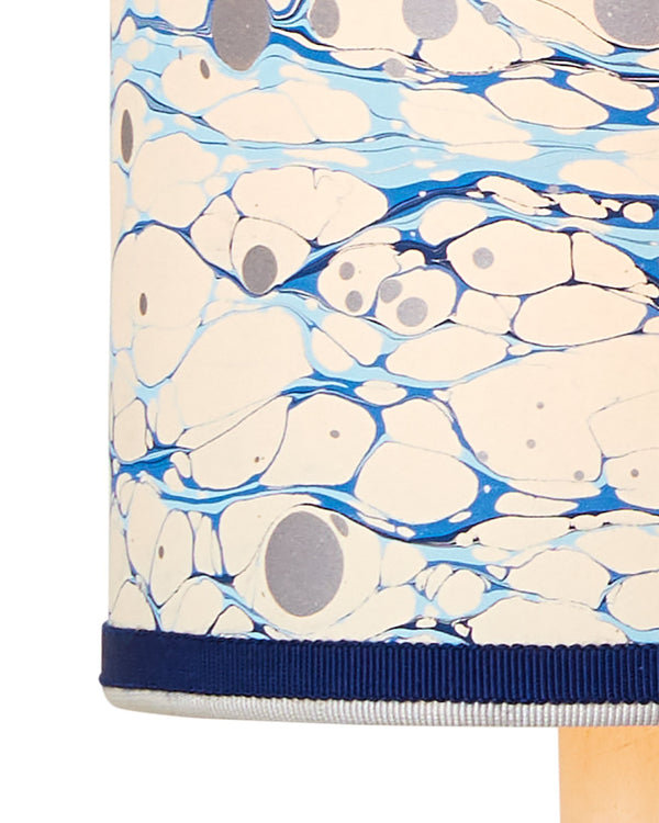 Currey & Company Marble Paper Handcrafted Chandelier Shade with Grosgrain Ribbon Trim for Sconces Blue Lace Drum 0900-0032