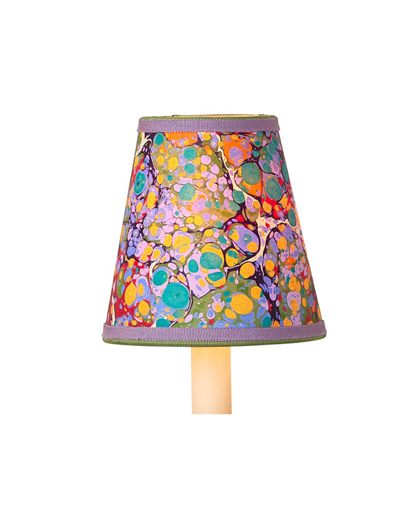 Currey & Company Marble Paper Handcrafted Chandelier Shade with Grosgrain Ribbon Trim for Sconces Multi-Color Tapered 0900-0033