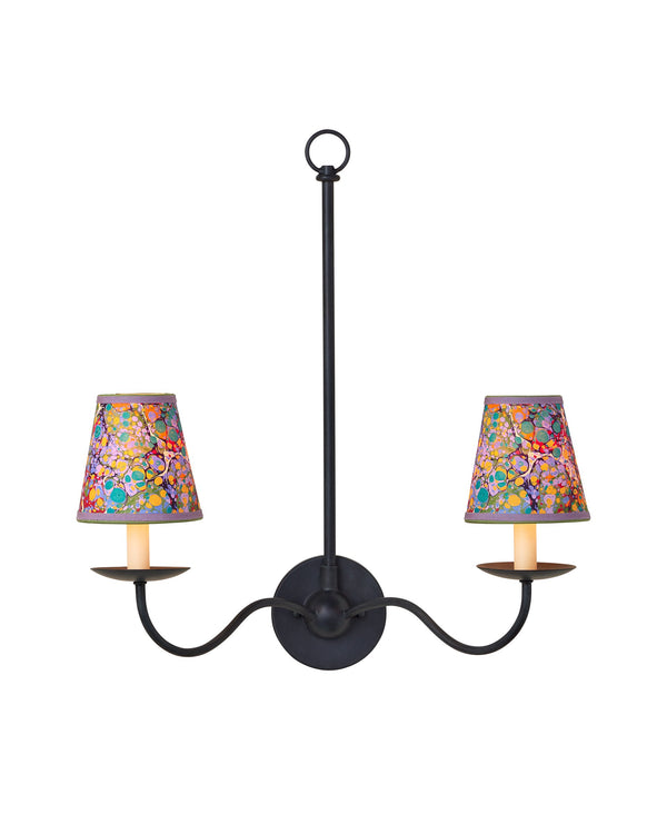Currey & Company Marble Paper Handcrafted Chandelier Shade with Grosgrain Ribbon Trim for Sconces Multi-Color Tapered 0900-0033