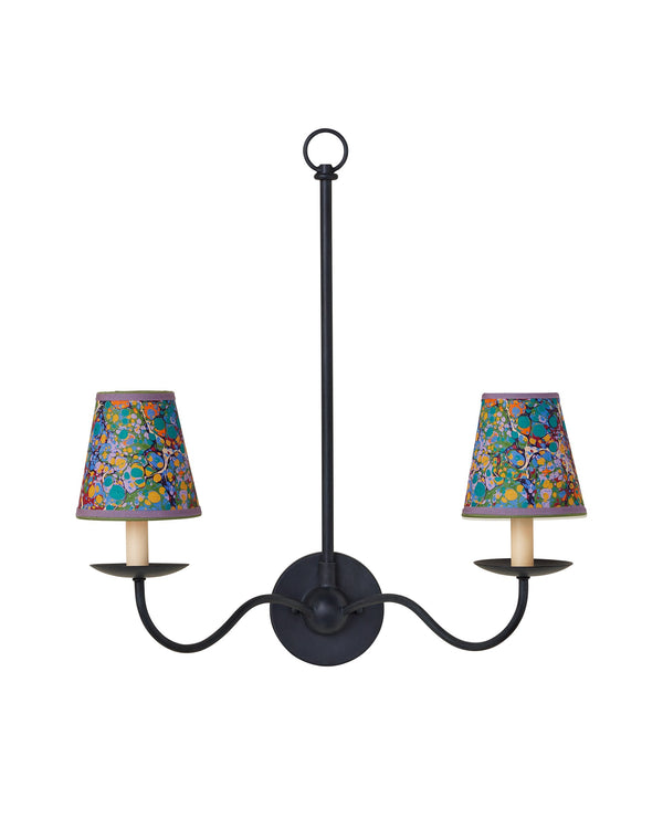 Currey & Company Marble Paper Handcrafted Chandelier Shade with Grosgrain Ribbon Trim for Sconces Multi-Color Tapered 0900-0033