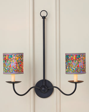 Currey & Company Marble Paper Handcrafted Chandelier Shade with Grosgrain Ribbon Trim for Sconces Multi-Color Drum 0900-0034