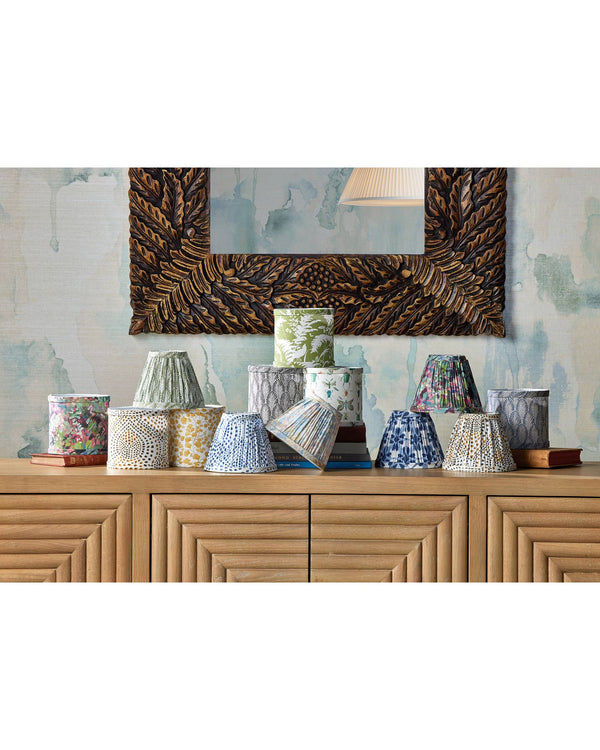 Currey & Company Lenore Handcrafted Natural Drum Shade for Chandelier Arms and Cluster Pendant Fixtures Blue / Ivory 0900-0063
