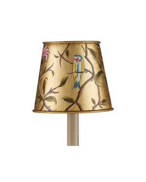 Currey & Company Victoria Tapered Chandelier Shade Hand Painted Gold Bird Branch Nature Motif 0900-0067