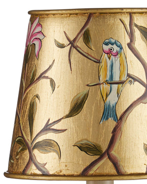 Currey & Company Victoria Tapered Chandelier Shade Hand Painted Gold Bird Branch Nature Motif 0900-0067