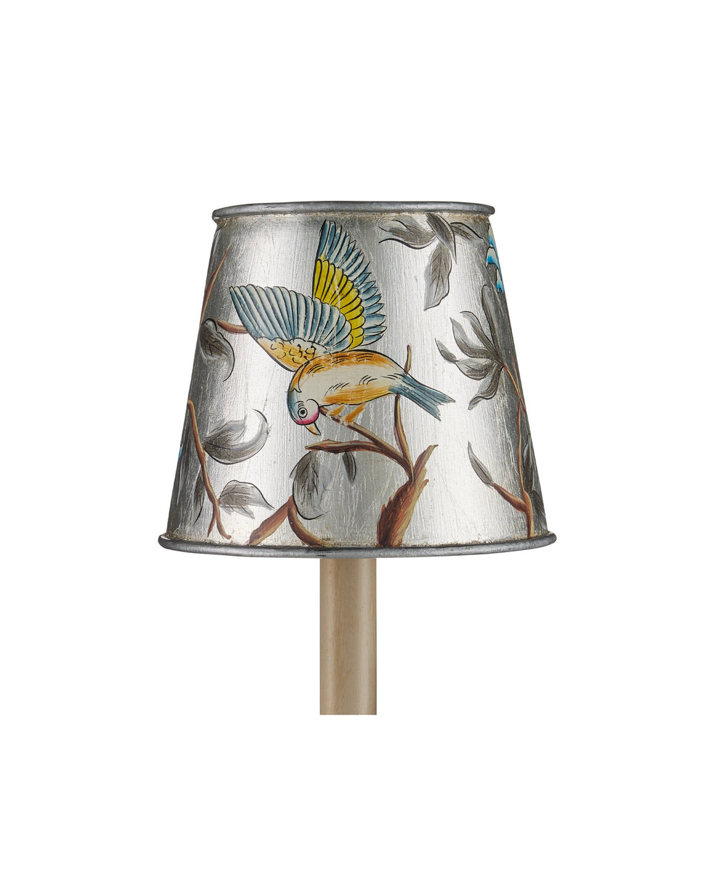Currey & Company Victoria Silver Tapered Chandelier Shade with Hand-Painted Bird and Branch Motif 0900-0068