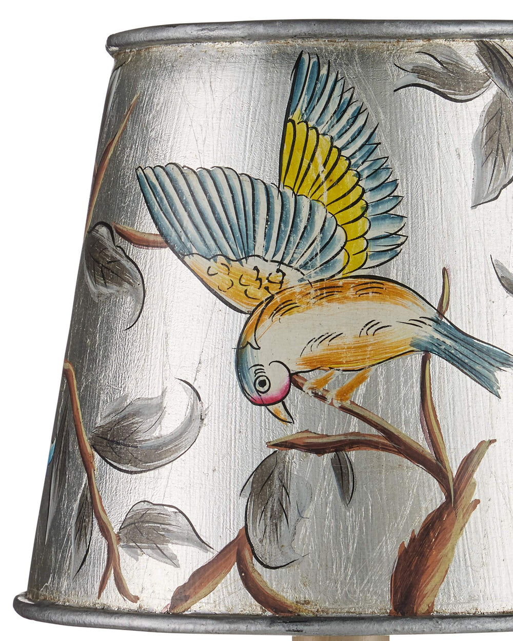 Currey & Company Victoria Silver Tapered Chandelier Shade with Hand-Painted Bird and Branch Motif 0900-0068