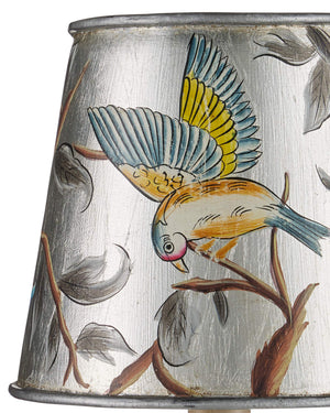 Currey & Company Victoria Silver Tapered Chandelier Shade with Hand-Painted Bird and Branch Motif 0900-0068