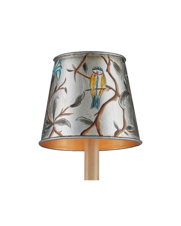 Currey & Company Victoria Silver Tapered Chandelier Shade with Hand-Painted Bird and Branch Motif 0900-0068