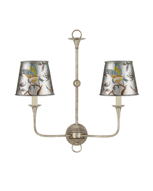 Currey & Company Victoria Silver Tapered Chandelier Shade with Hand-Painted Bird and Branch Motif 0900-0068