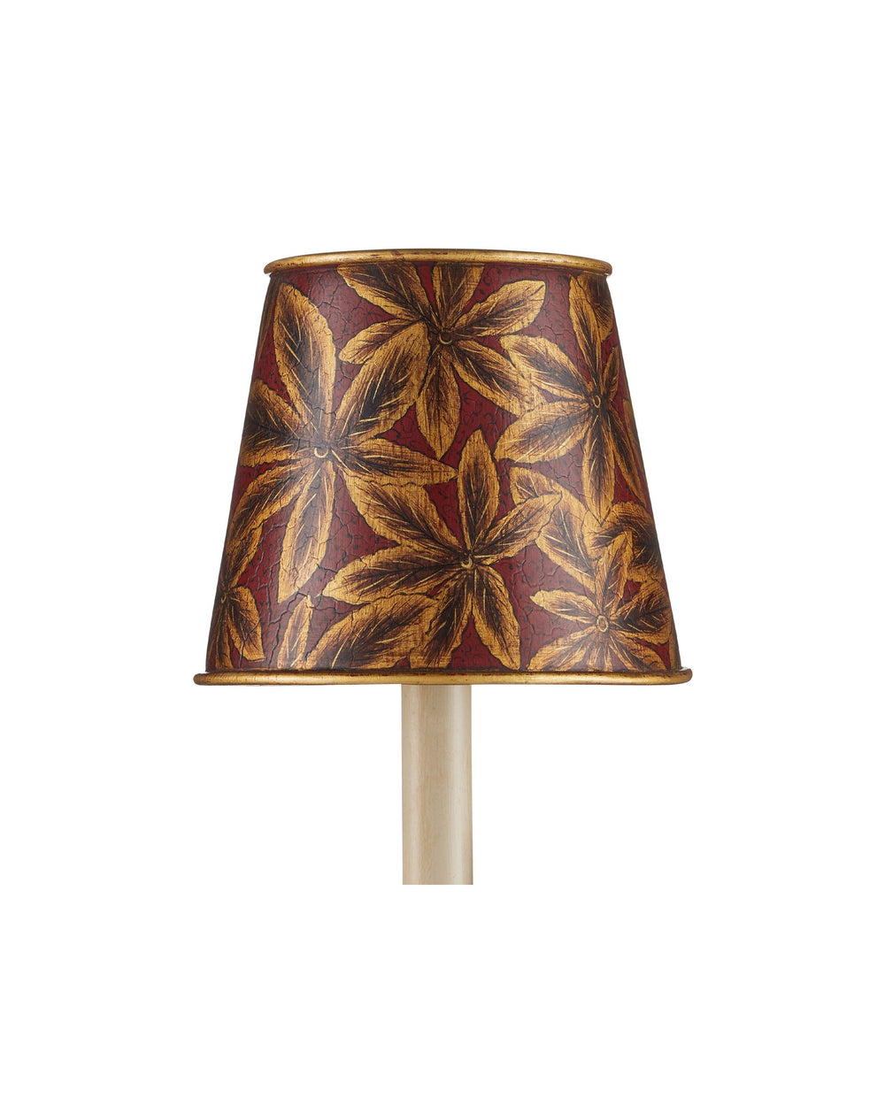 Currey & Company Castagno Crimson Fabric Chandelier Shade with Gold Leaf Motif for Formal Dining Rooms 0900-0070