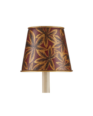 Currey & Company Castagno Crimson Fabric Chandelier Shade with Gold Leaf Motif for Formal Dining Rooms 0900-0070