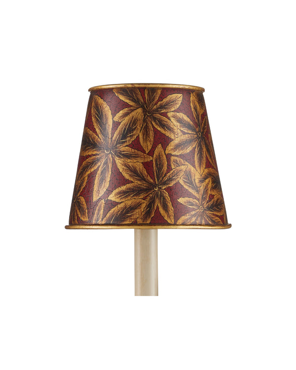 Currey & Company Castagno Crimson Fabric Chandelier Shade with Gold Leaf Motif for Formal Dining Rooms 0900-0070
