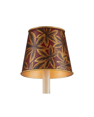 Currey & Company Castagno Crimson Fabric Chandelier Shade with Gold Leaf Motif for Formal Dining Rooms 0900-0070