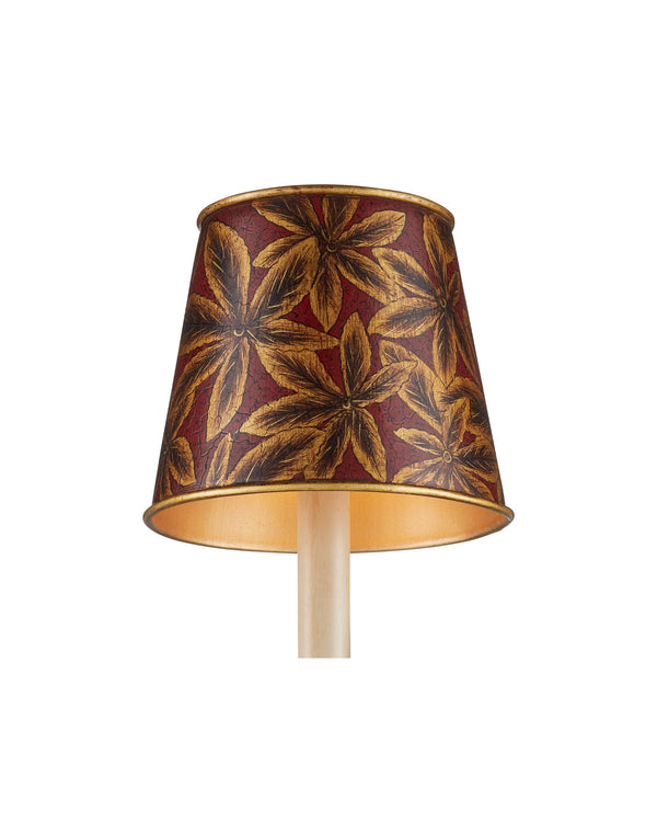 Currey & Company Castagno Crimson Fabric Chandelier Shade with Gold Leaf Motif for Formal Dining Rooms 0900-0070