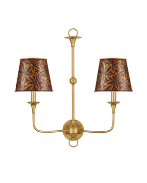 Currey & Company Castagno Crimson Fabric Chandelier Shade with Gold Leaf Motif for Formal Dining Rooms 0900-0070