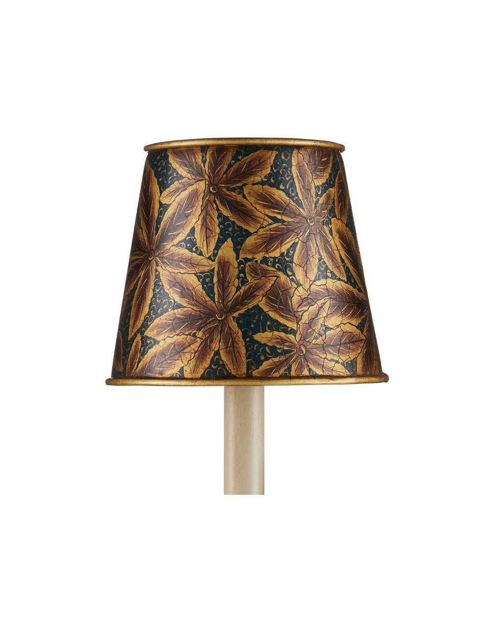 Currey & Company Castagno Deep Blue Gold Leaf Tapered Chandelier Shade for European Candelabra Fixtures 0900-0071