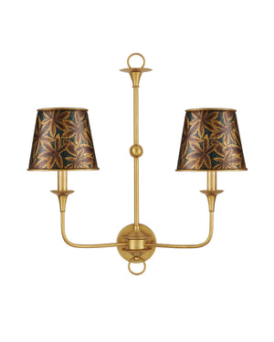 Currey & Company Castagno Deep Blue Gold Leaf Tapered Chandelier Shade for European Candelabra Fixtures 0900-0071