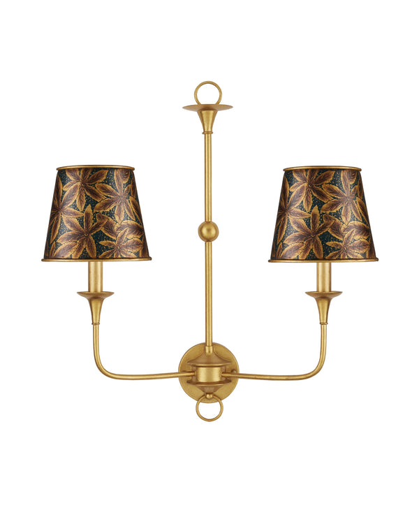 Currey & Company Castagno Deep Blue Gold Leaf Tapered Chandelier Shade for European Candelabra Fixtures 0900-0071