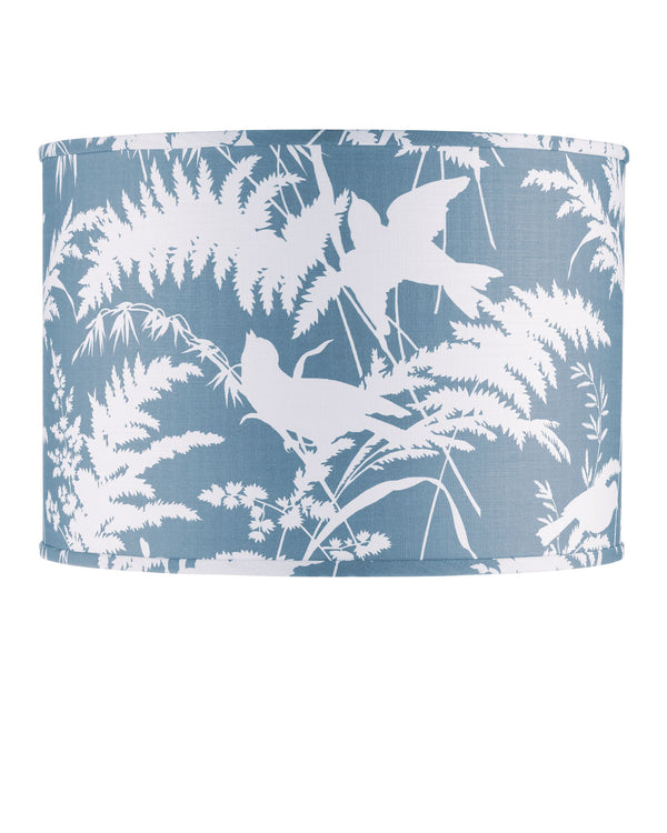 Currey & Company Aviary Botanical Drum Shade Reverse Printed Birds Fern Motif for Floor or Table Lamps 0900-6008